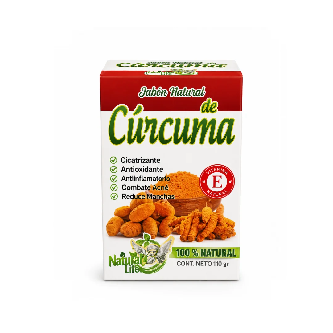 Jabón Natural de Cúrcuma con Vitamina E – Natural Life (110 g)