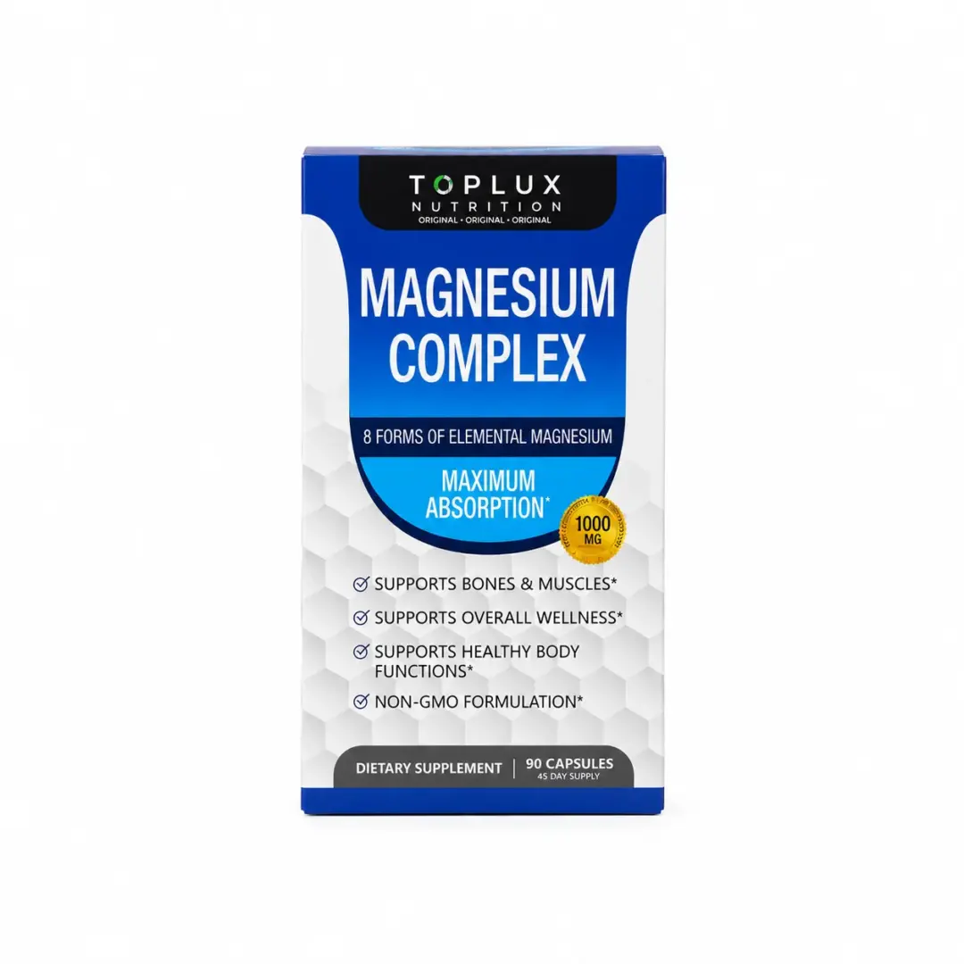 Magnesium Complex – 8 Formas de Magnesio Elemental (1000 mg) – Toplux Nutrition (90 Cápsulas)